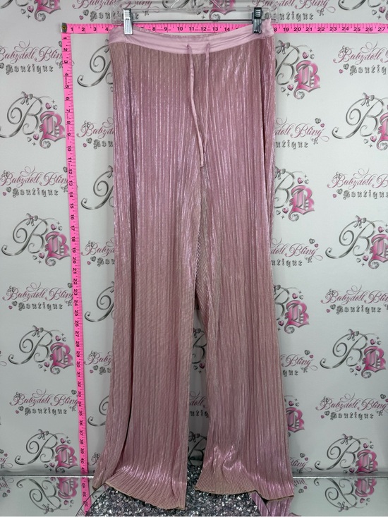 Victoria's Secret Other - Victoria's Secret pants shiny shimmer Metallic Dusty Pink Pleated Wide-Leg Pants